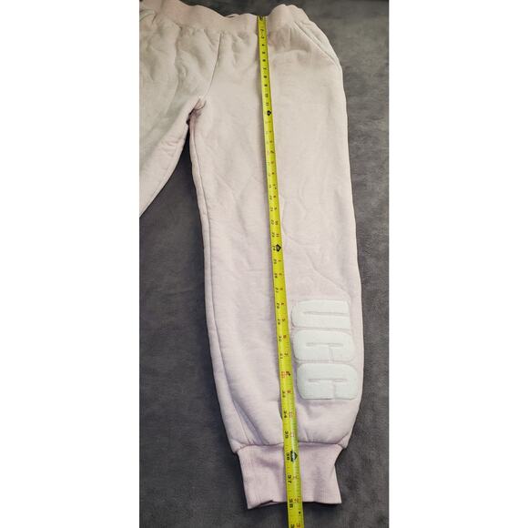 Ugg Sweatpants Sz M Sherpa Lines Joggers Pockets Logo Unisex Pink Winter C21-37 - Picture 2 of 11